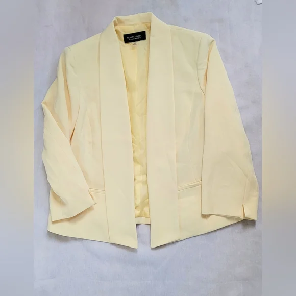 NWOT! Posh Butter Yellow Black Label Formal Women's Lined Open Spring Blazer 10 - Picture 11 of 17